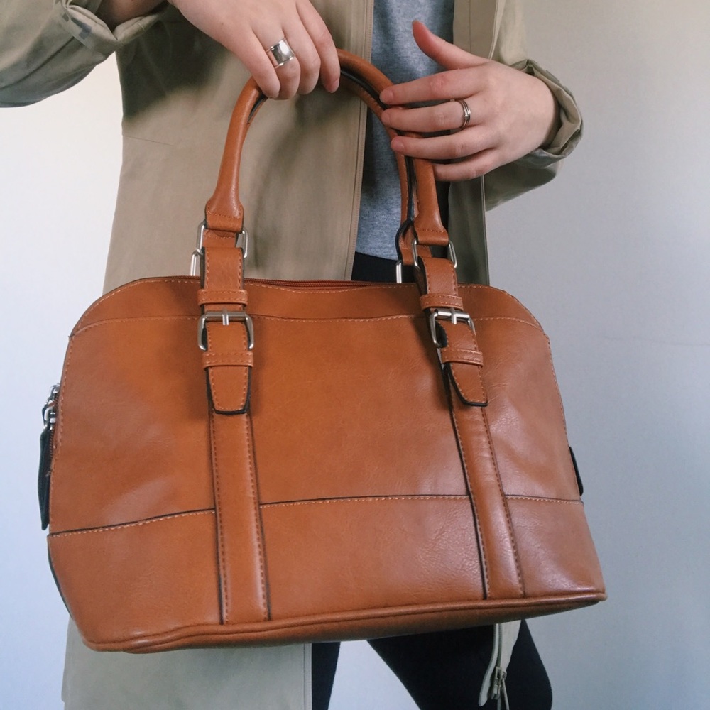 Tan Faux Leather Handbag